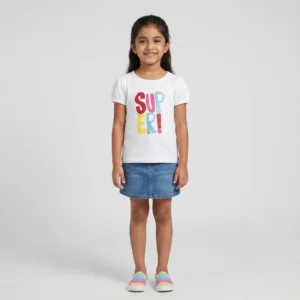 Girls Cotton Crew Neck Graphite